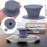 Silikon Yanmaz Yakmaz Universal Cam Tencere Kapağı Kulpu 1 Adet Tencere Tepesi Kapak Tutacağı Kulp