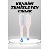 Silikon Yumuşak Sıkı Dişli Sihirli Geri Çekilebilir Tarak Kendini Temizleyen Saç Fırçası - Ahşap