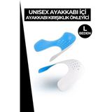 Silikonlu Ayakkabı Kırışıklık Önleyici Koruyucu L Beden - Beyaz - Mavi