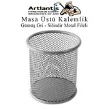 Silindir Masa Üstü Kalemlik 1 Adet Metal Fileli Renkli Perforeli Yuvarlak Kalemlik Ofis Büro Okul