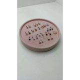 Silindir Model Süet Kumaş 20/20 Cm Batırmalı Pembe Küpe-Piercing Tablası