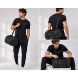 Silindir Spor Ve Seyahat Çantası Omuz Askılı Çok Bölmeli Unisex Fitness El Bagajı Bnt227 Siyah