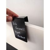 Silinebilir Karatahta Siyah Etiket Ürün Fiyat Etiketi Dik Geçme 18MM - 20MM Kalınlık Asılabilir Takılabilir Etiket Dekoratif Vitrin Raf Etiketi - 10 Adet - 10x7 cm (Dikey)