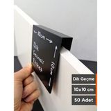 Silinebilir Karatahta Siyah Etiket Ürün Fiyat Etiketi Dik Geçme 18MM - 20MM Kalınlık Asılabilir Takılabilir Etiket Dekoratif Vitrin Raf Etiketi - 50 Adet - 10x10 cm