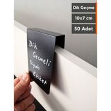 Silinebilir Karatahta Siyah Etiket Ürün Fiyat Etiketi Dik Geçme 18MM - 20MM Kalınlık Asılabilir Takılabilir Etiket Dekoratif Vitrin Raf Etiketi - 50 Adet - 10x7 cm (Dikey)