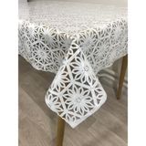 Silinebilir Lüks Pvc Yemek Masa Örtüsü - Beyaz - 140 x 180 cm