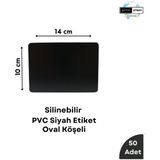 Silinebilir Siyah Etiket, Dekoratif Karatahta Etiket, Beyaz Yazı Karatahta Yaz Sil, Kolay Silinebilir PVC Siyah Etiket, Raf Etiketi, Kafe Tatlı Kahve Etiketi - Oval - 14x10 cm