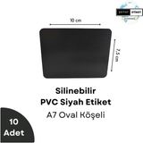 Silinebilir Siyah Etiket, Dekoratif Karatahta Etiket, Beyaz Yazı Karatahta Yaz Sil, Kolay Silinebilir PVC Siyah Etiket, Raf Etiketi, Kafe Tatlı Kahve Etiketi - Oval - A7