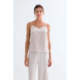 Silk and Cashmere Açık Gri Rome Saf İpek Askılı Bluz