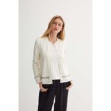 Silk and Cashmere Beyaz Grace İşlemeli Yuvarlak Yaka Hırka