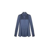Silk And Cashmere Lacivert Saf Ipek Audrey Uzun Kollu Gömlek, Lacivert, L