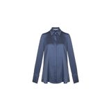 Silk And Cashmere Lacivert Saf Ipek Audrey Uzun Kollu Gömlek, Lacivert, S