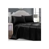 Silk Cocoon Siyah Ipek Dokulu Pamuk Saten Nevresim Takımı 4 Parça Çift Kişilik 160x200cm Lastikli Çarşaf Dahil