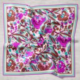 Silk Home 11405-23 Kahve-Mor Desenli Tivil İpek Eşarp