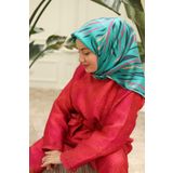 Silk Home 11432-36 Yeşil Pembe Desenli Tivil İpek Eşarp