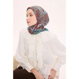 Silk Home Dört Mevsim Antik Motif Viskon Velora Eşarp 6420-11 - Cam Göbeği - Mavi - Renk