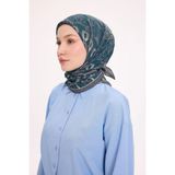Silk Home Dört Mevsim Antik Motif Viskon Velora Eşarp 6420-12 - Petrol Yeşili - Renk