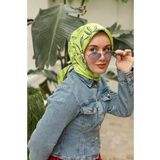 Silk Home Fıstık Yeşil Desenli Tivil İpek Eşarp 11433-24