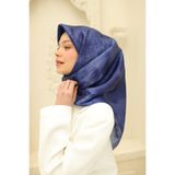 Silk Home Kadın Gece Mavisi Bulut Desen Parlak Shiny Eşarp 75002-59