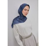 Silk Home Kadın Gece Mavisi Etnik Desen Parlak Shiny Eşarp 75013-01