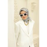 Silk Home Kadın Gümüş Gri Bulut Desen Parlak Shiny Eşarp 75002-45