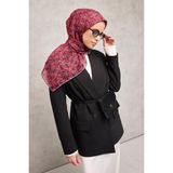 Silk Home Pamuk Polyester Soft Eşarp Çiçek Desen Vişne 90*90 - 90 x 90 cm