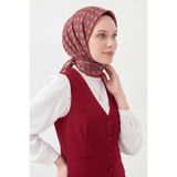 Silk Home Soft Eşarp Retro Geometrik Koyu Kırmızı