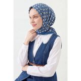 Silk Home Soft Eşarp Retro Geometrik Mavi