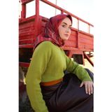 Silk Home Tivil İpek Eşarp IST 11484 - 26 Nar Çiçeği Çizgili Desen