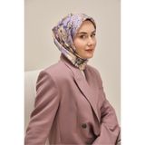 Silk Home Twill İpek Eşarp Büyük Çiçek Leylak 90x90