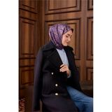 Silk Home Twill İpek Eşarp Mürdüm-Pudra Desenli Tok Duruşlu 90X90