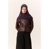 Silk Home Viskon Karışımlı Velora Eşarp Koyu Lacivert-Bordo Desenli Yumuşak Dokulu Tok Duruşlu 90x90
