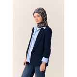 Silk Home Viskon Karışımlı Velora Eşarp Lacivert-Gümüş Desenli Yumuşak Dokulu Tok Duruşlu 90x90