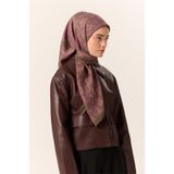 Silk Home Viskon Karışımlı Velora Eşarp Olive-Eflatun Desenli Yumuşak Dokulu Tok Duruşlu 90x90