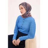 Silk Home Viskon Velora Eşarp Dört Mevsim Antik Motif Desen Indigo 90X90