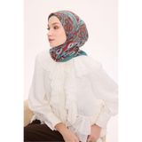 Silk Home Viskon Velora Eşarp Dört Mevsim Antik Motif Desen Koyu Cam Göbeği 90X90