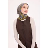 Silk Home Viskon Velora Eşarp Dört Mevsim Antik Motif Desen Yağ Yeşili 90X90