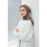 Silk Home Viskon Velora Eşarp Koyu Vizon Taş Desenli Yumuşak Dokulu Tok Duruşlu 90x90