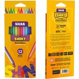 Silka 12'li Hex Shiny Gövde Boyalı Kuru Boya Renkli Kalem Seti Çocuklar İçin
