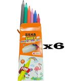 Silka Shıny Yarım Boy Kuru Boya 6 Renkli Kalem 6'lı Paket Çocuklar İçin Eğlenceli