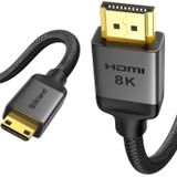 Silkland 8K 4K Mini HDMI - HDMI Kablosu, Mini HDMI 2.1 Kablo, 48 Gbps, 2 m | [8K 60Hz, 4K@240Hz 144Hz 120Hz, Yükseltme Örgülü], Kamera, Kamera, Dizüstü Bilgisayar, Tablet, Monitör, Ahududu Pi Sıfır
