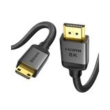 Silkland 8K Mini HDMI HDMI Kablosu 2.1 2M, 8K@60Hz 4K@120Hz, 48Gbps High Speed HDMI, Mini HDMI Kablosu, Çift Yönlü HDR eARC Kamera Raspberry Pi Zero Grafik Kartı Tablet Projektör ile Uyumlu