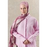 SilkTouch Pembe Yaprak Senfonisi Desenli Kraş Şal