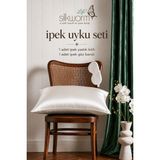 Silkworm Life %100 Doğal Dut Ipeği Ipek Uyku Seti – Ipek Yastık Kılıfı (50X70 Cm) + Ipek Göz Bandı | Cilt ve Saç Bakımı Için Premium Set - Beyaz - 50 X 70