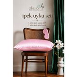 Silkworm Life %100 Doğal Dut Ipeği Ipek Uyku Seti – Ipek Yastık Kılıfı (50X70 Cm) + Ipek Göz Bandı | Cilt ve Saç Bakımı Için Premium Set - Pembe - 50 X 70