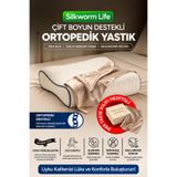 silkwormlife BEJ RENKLİ % 100 İPEK KILIFI İLE ORTOPEDİK VİSCO YASTIK [ 40 x 60 x 14 cm)