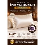 silkwormlife DOĞAL BEYAZ RENKLİ ( İPEĞİN KENDİ RENGİ ) 100 % Ipek Yastık Kılıfı ( 50 Cm -70 Cm) FERMUARLI