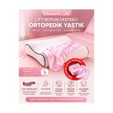 silkwormlife PEMBE RENKLİ % 100 Ipek Kilifi Ile Ortopedik Visco Yastik [ 40 X 60 X 14 Cm)