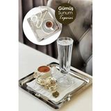 Silky Real 6'lı Silver Paslanmaz Çelik 21X21CM Kare Çay, Kahve, Pasta Servis Tepsisi Dekoratif Sunum Tepsisi - Gümüş