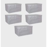Silkyra 5 Adet Kapaklı Çok Amaçlı Saklama Düzenleme Kutu Hurç, 50*40*30 Cm Gri Renk